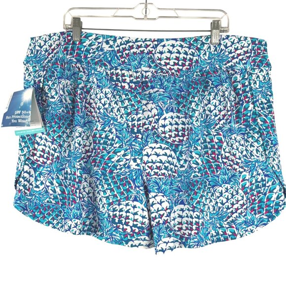 Coolibar Ripple Swim Shorts Womens 2XL Pineapple Print UPF 50+ NWT SS-2053 - Picture 4 of 11